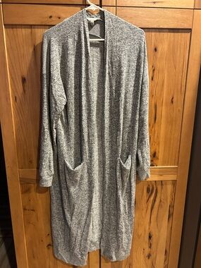 Lucky Brand Heather Gray Open-Front Long Cardigan